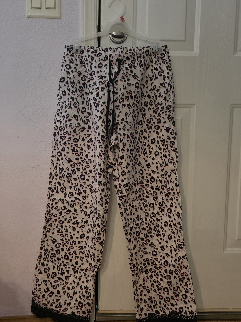 NEW- Victoria Secret Small Women’s Leopard Print Pajama Pants - Cream and Black